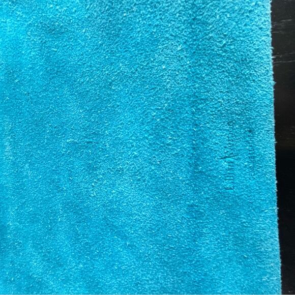 Blue Suede Handbag- clutch- leather- boho- color pop - western - Picture 9 of 11